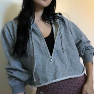 2/$25 Cropped grey sweater w/ hood